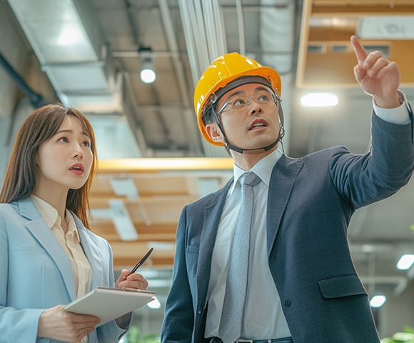 Solavita engineer and business analyst inspecting smart energy project site