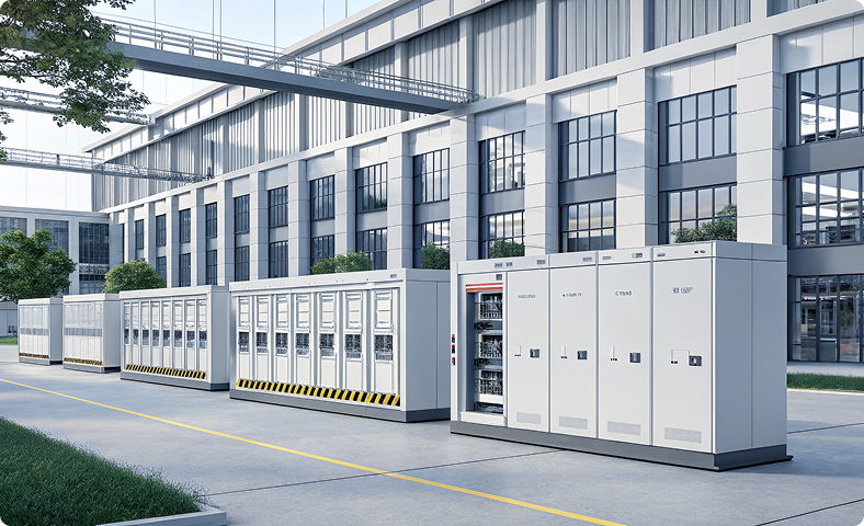 Outdoor solavita industrial energy storage system with multiple energy storage cabinets, providing efficient energy management and storage for industrial facilities.
