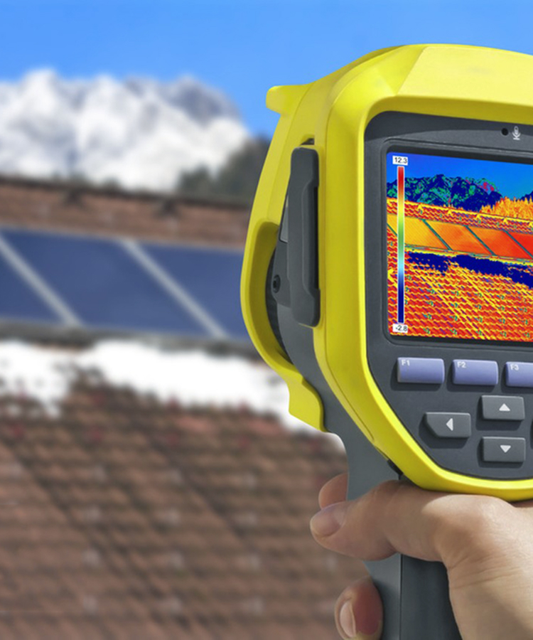 Thermal imaging inspection of Solavita rooftop solar panels using infrared camera