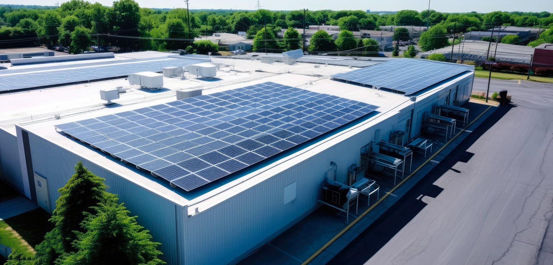 Solavita rooftop solar installation on industrial building, showcasing commercial photovoltaic system for energy savings and sustainability
