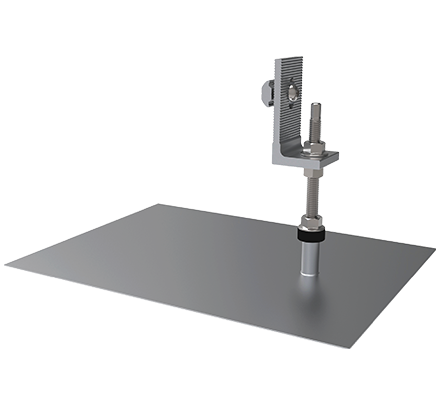 Waterproof solar roof mounting bracket with base plate and adjustable L-foot, designed for metal roof photovoltaic installations