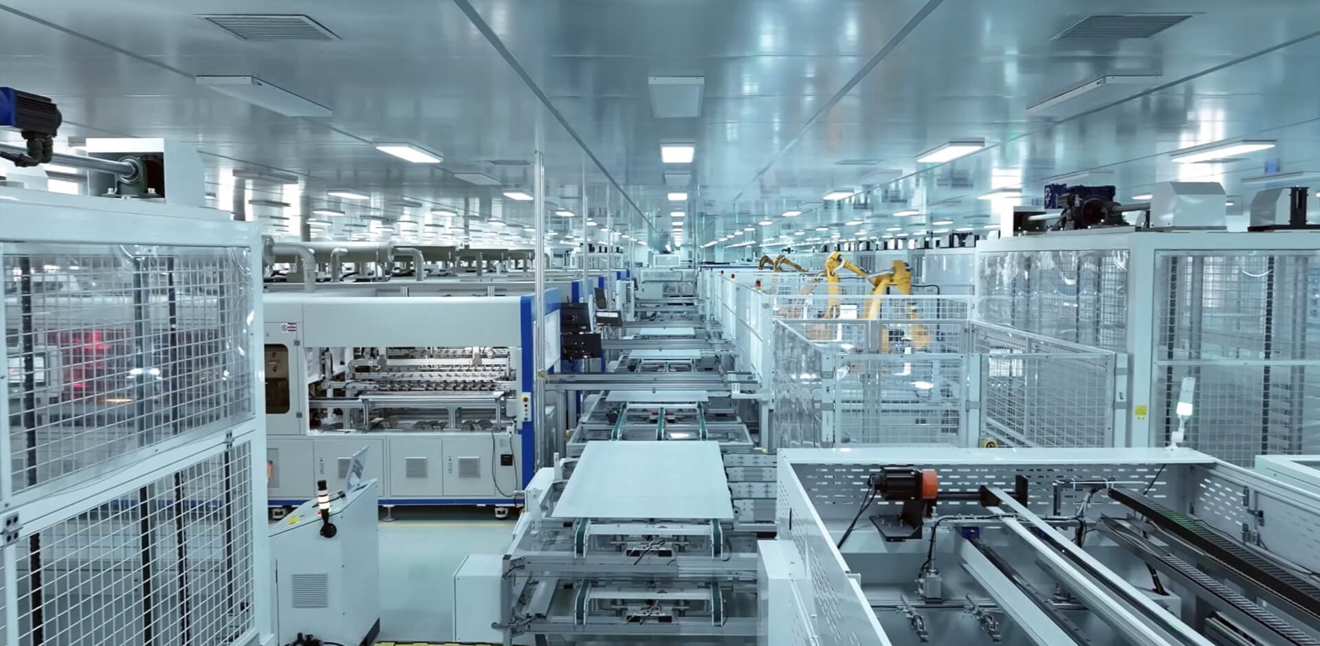 Solavita automated PV module production line inside cleanroom, ensuring high-efficiency solar panel manufacturing